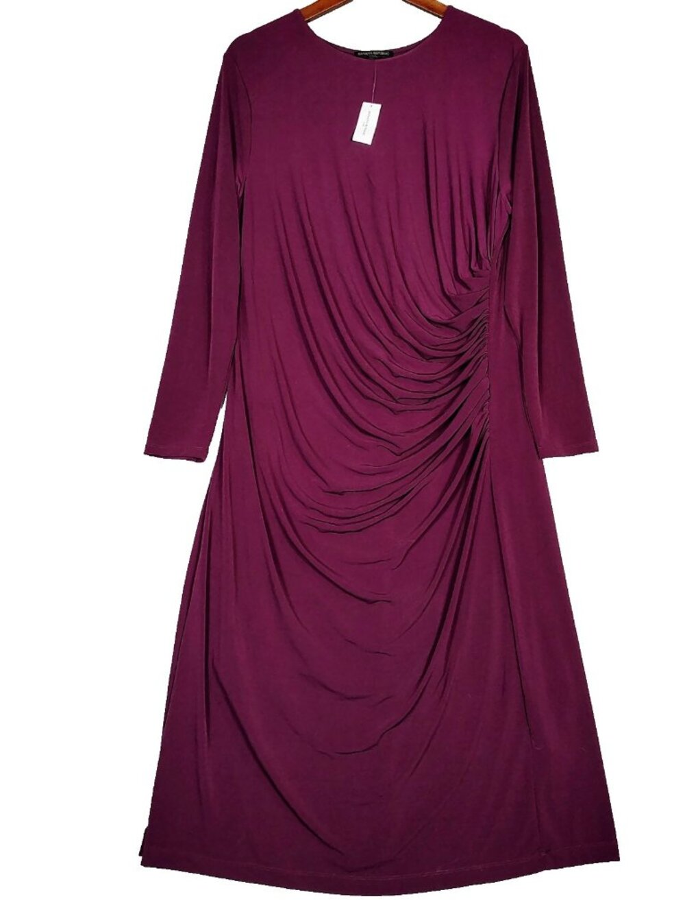 Banana Republic Sheath Dress Women's XL Burgundy Midi Ruched Stretch Modest NWT